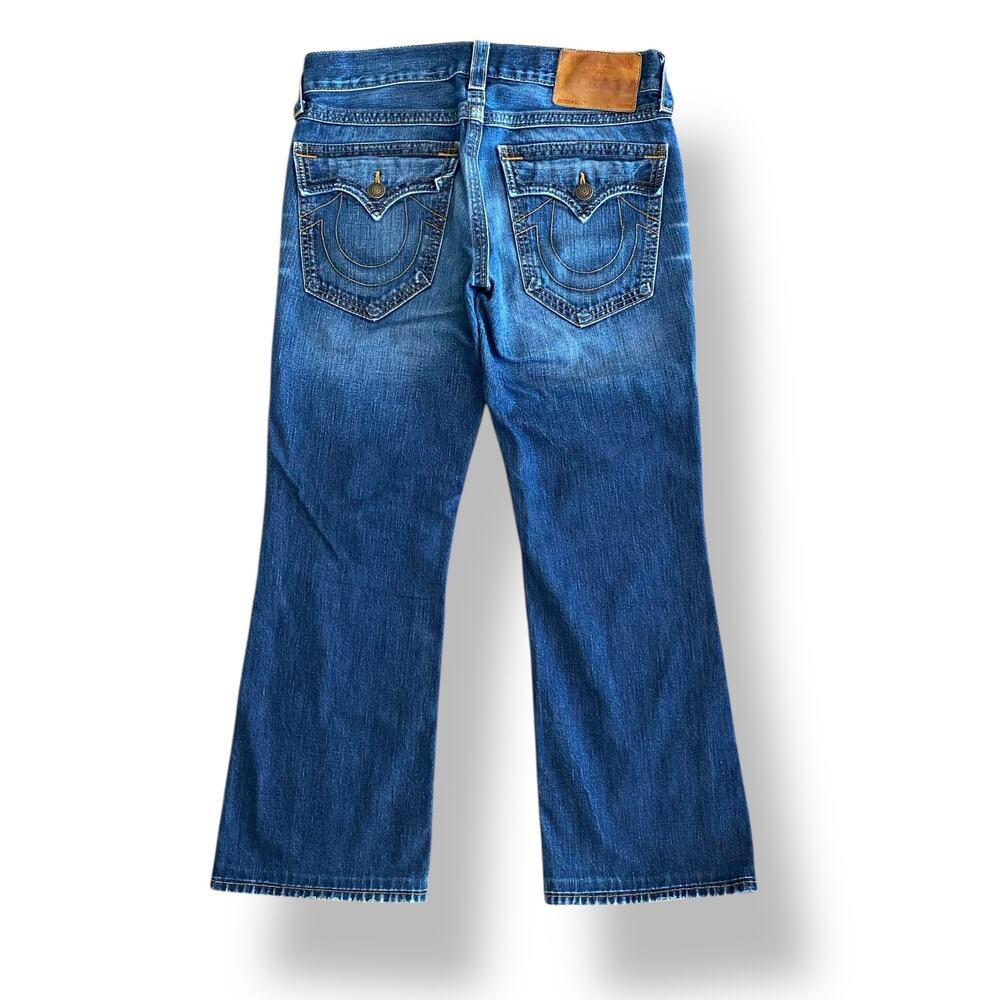 True Religion Womens‎ 31 Distressed Bootcut Jeans Made in USA Flap Pockets